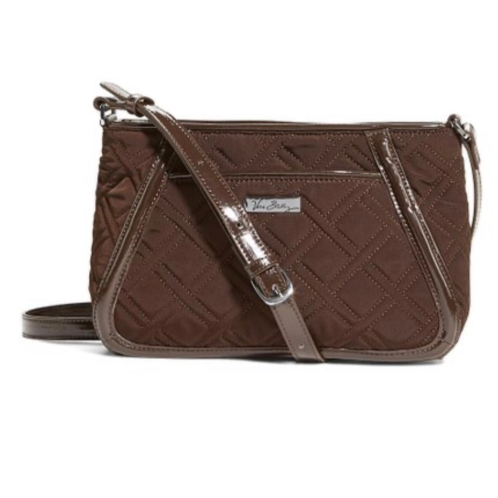 Vera Bradley Trapeze Espresso Brown Microfiber Cross Body Bag Adjustable Strap🟤